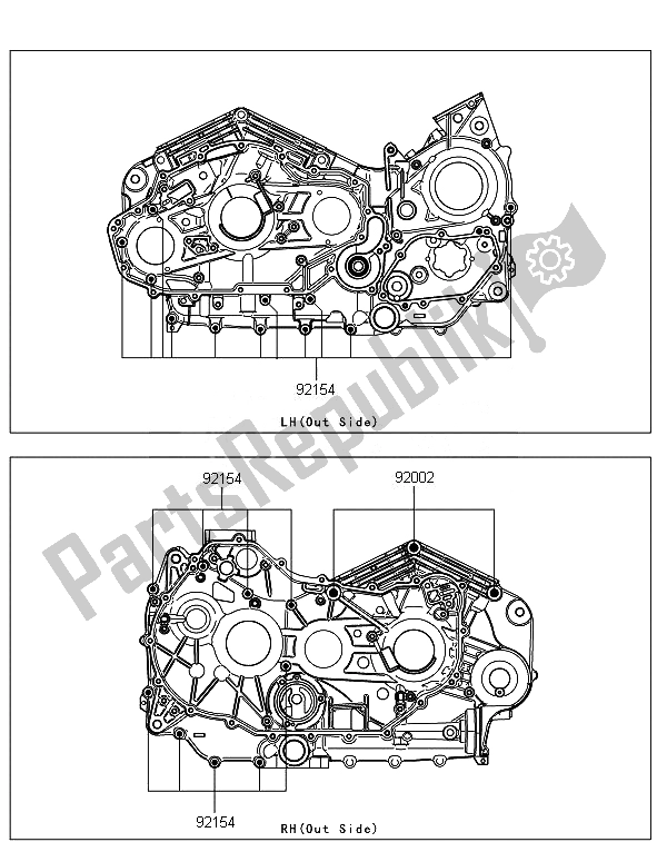 All parts for the Crankcase Bolt Pattern of the Kawasaki VN 1700 Classic ABS 2014