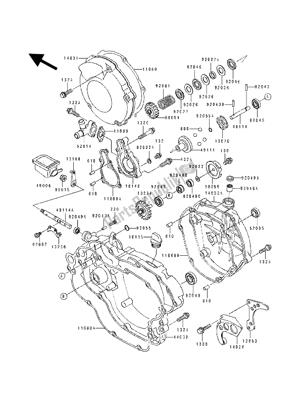 All parts for the Engine Cover(s) of the Kawasaki KX 100 1994