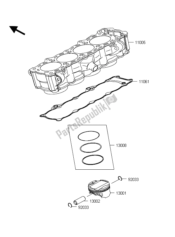 Todas las partes para Cilindro Y Pistón de Kawasaki Z 1000 ABS 2012