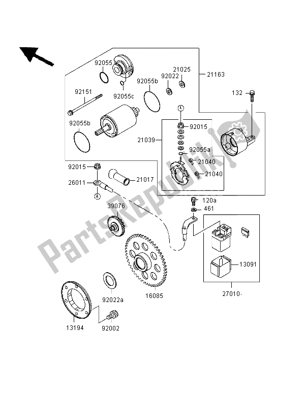 Toutes les pièces pour le Démarreur du Kawasaki Eliminator 125 1999