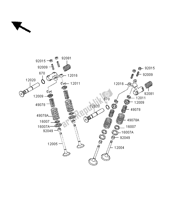 All parts for the Valve(s) of the Kawasaki ER 5 500 1997