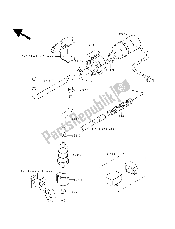 All parts for the Fuel Pump of the Kawasaki ZXR 750 1993