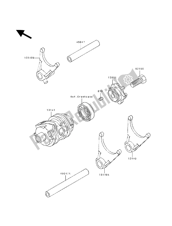 Tutte le parti per il Cambio Tamburo E Cambio Forcella del Kawasaki KX 250 1991