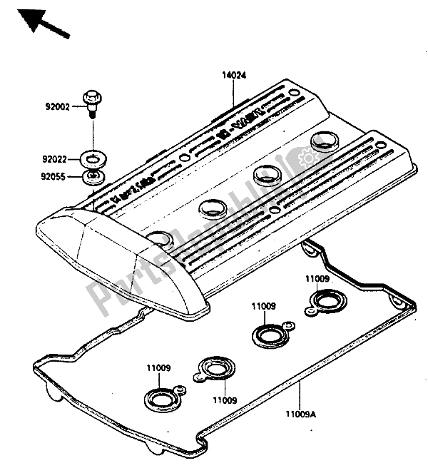 Tutte le parti per il Coperchio Testata (zx900ae031544 032689) (zx900ag004601 005150) del Kawasaki GPZ 900R 1985