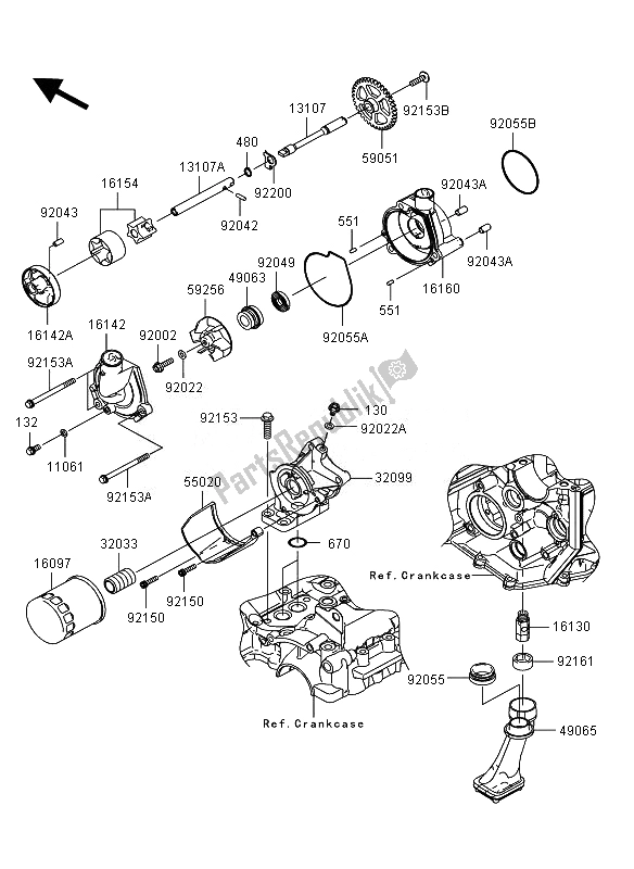 All parts for the Oil Pump of the Kawasaki Ninja ZX 6R 600 2011