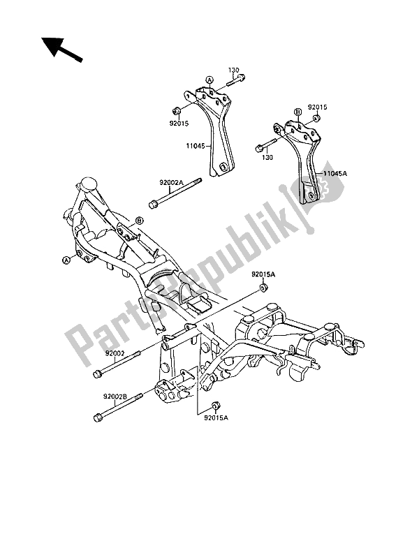 Tutte le parti per il Montaggi Della Struttura del Kawasaki EL 250 1989