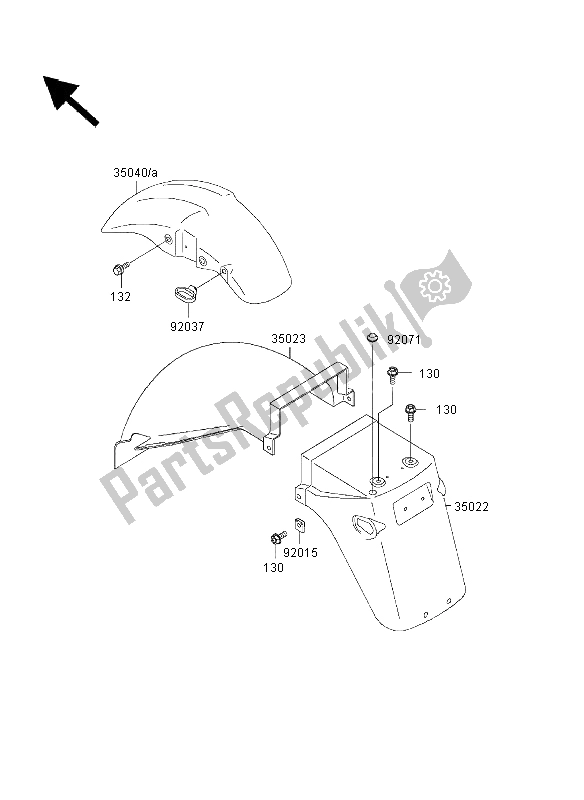 Tutte le parti per il Parabordi del Kawasaki GPZ 500S 2003