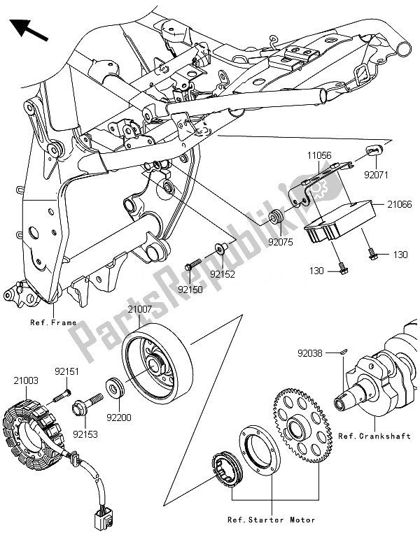 All parts for the Generator of the Kawasaki Z 800E Version 2014