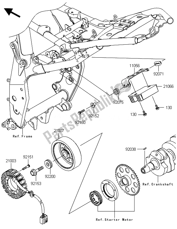 All parts for the Generator of the Kawasaki Z 800E Version 2014