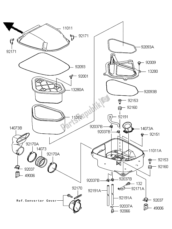 Alle onderdelen voor de Luchtfilter van de Kawasaki KFX 700 KSV 700A6F 2006