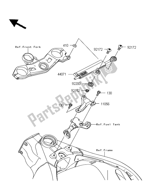 Tutte le parti per il Ammortizzatore Di Sterzo del Kawasaki Ninja ZX 10R 1000 2012