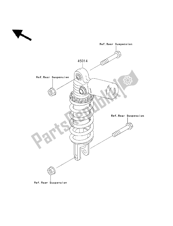 All parts for the Shock Absorber of the Kawasaki Ninja ZX 7 RR 750 1997