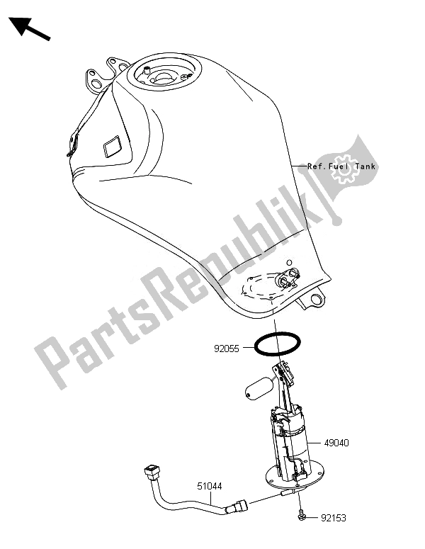 All parts for the Fuel Pump of the Kawasaki ER 6N ABS 650 2014