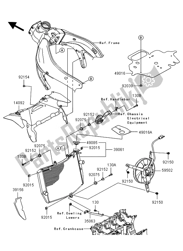 Tutte le parti per il Termosifone del Kawasaki Ninja ZX 6R 600 2010