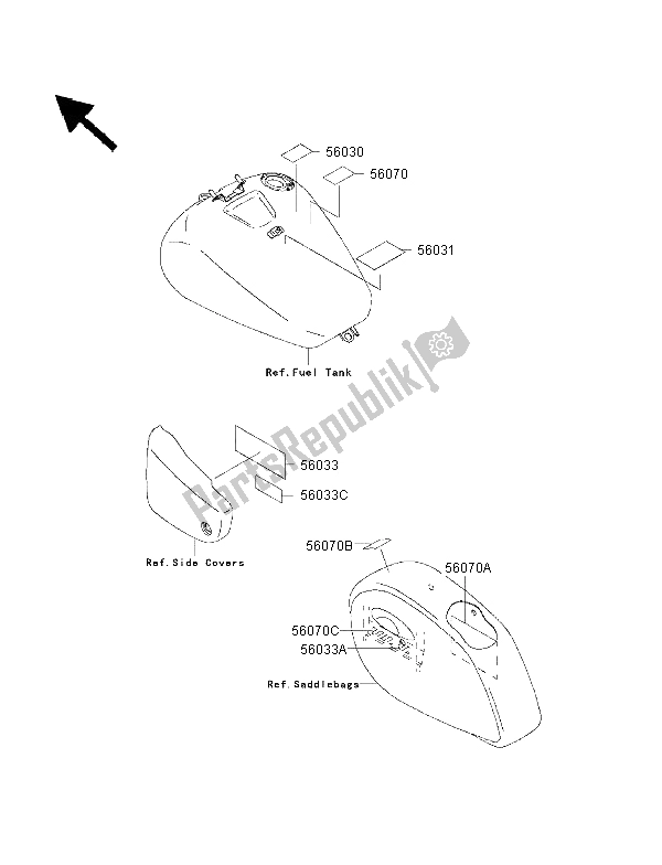 All parts for the Labels of the Kawasaki VN 1500 Classic Tourer FI 2003