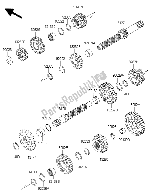 Alle onderdelen voor de Overdragen van de Kawasaki KLX 125 2015