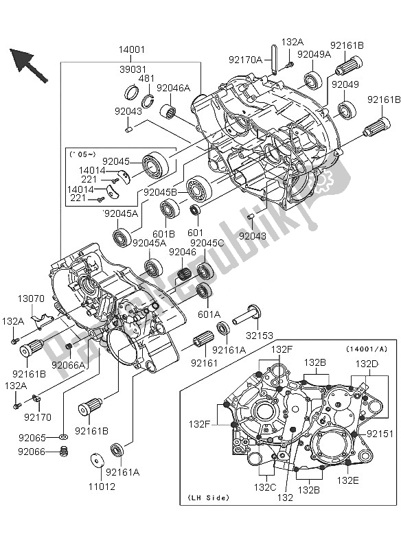 Tutte le parti per il Carter del Kawasaki KVF 360 2005