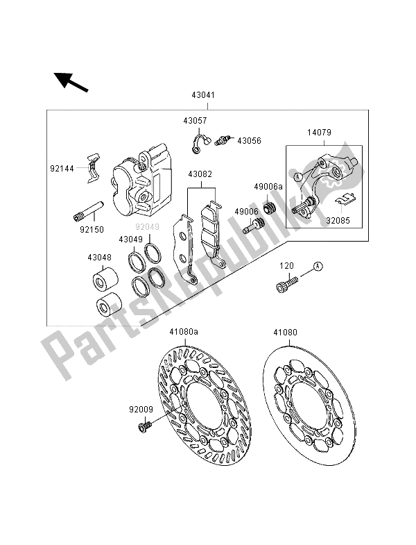 All parts for the Front Brake of the Kawasaki KX 250 2000