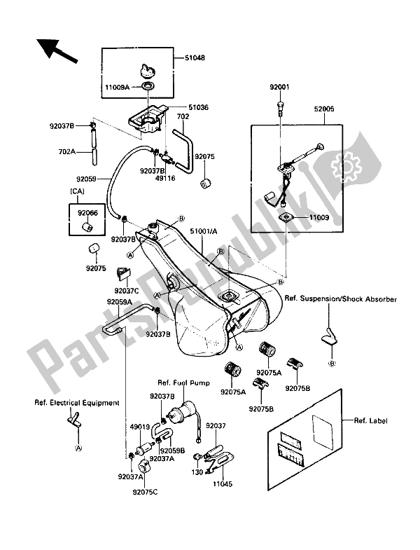 All parts for the Fuel Tank of the Kawasaki ZG 1200 B1 1990