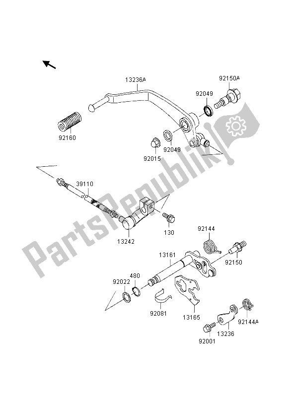 All parts for the Gear Change Mechanism of the Kawasaki VN 800 1995