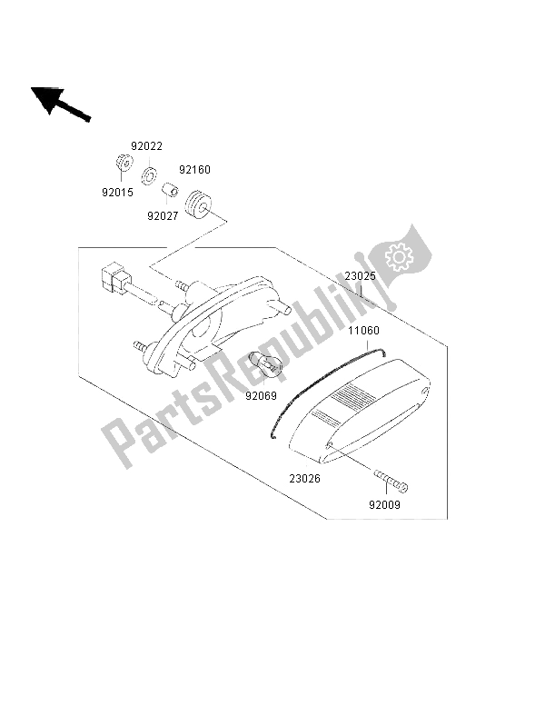 All parts for the Taillight of the Kawasaki Eliminator 125 2002