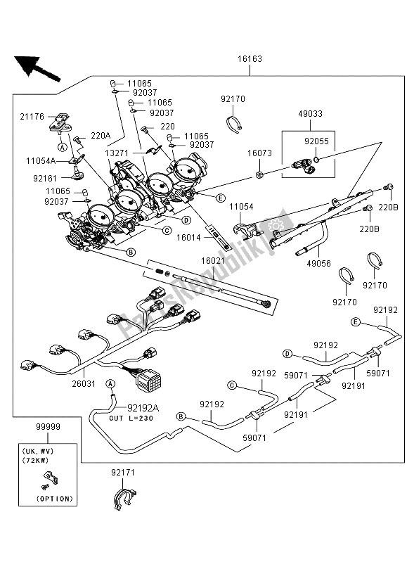 All parts for the Throttle of the Kawasaki ZZR 1400 2006