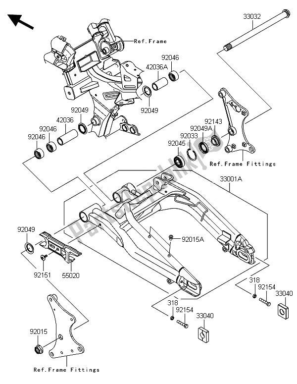 Tutte le parti per il Forcellone del Kawasaki ER 6F 650 2014