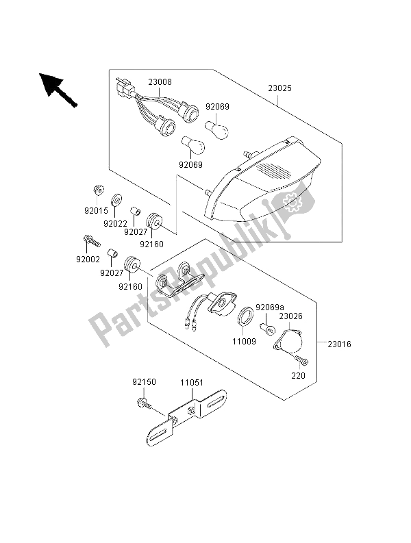 Todas las partes para Luz De La Cola de Kawasaki Ninja ZX 7R 750 2000