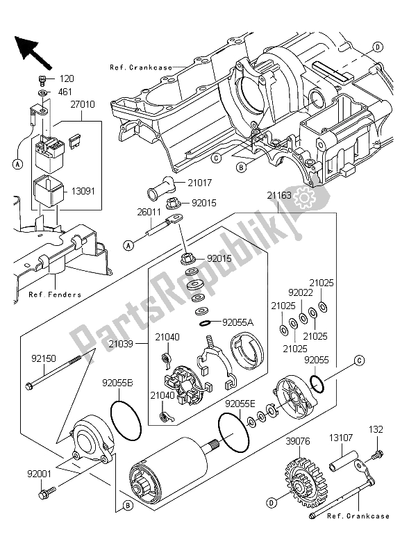All parts for the Starter Motor of the Kawasaki ZRX 1200R 2006