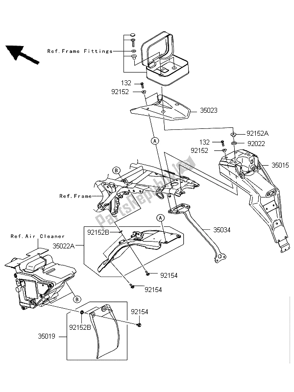 Tutte le parti per il Parafango Posteriore del Kawasaki D Tracker 125 2012