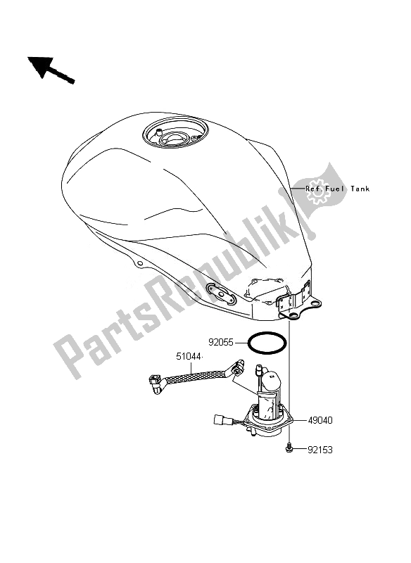 Alle onderdelen voor de Benzine Pomp van de Kawasaki ER 6F ABS 650 2011
