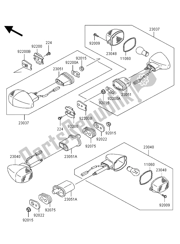 All parts for the Turn Signals of the Kawasaki Ninja ZX 12R 1200 2002