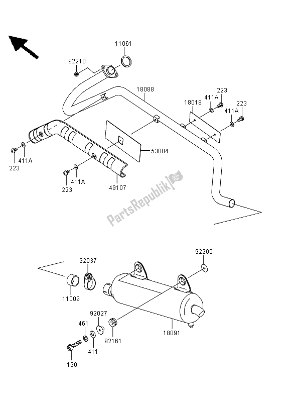 All parts for the Muffler of the Kawasaki KVF 360 4X4 2011