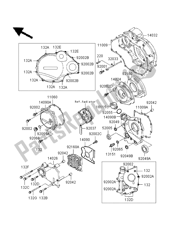 All parts for the Engine Cover of the Kawasaki GPZ 1100 1996