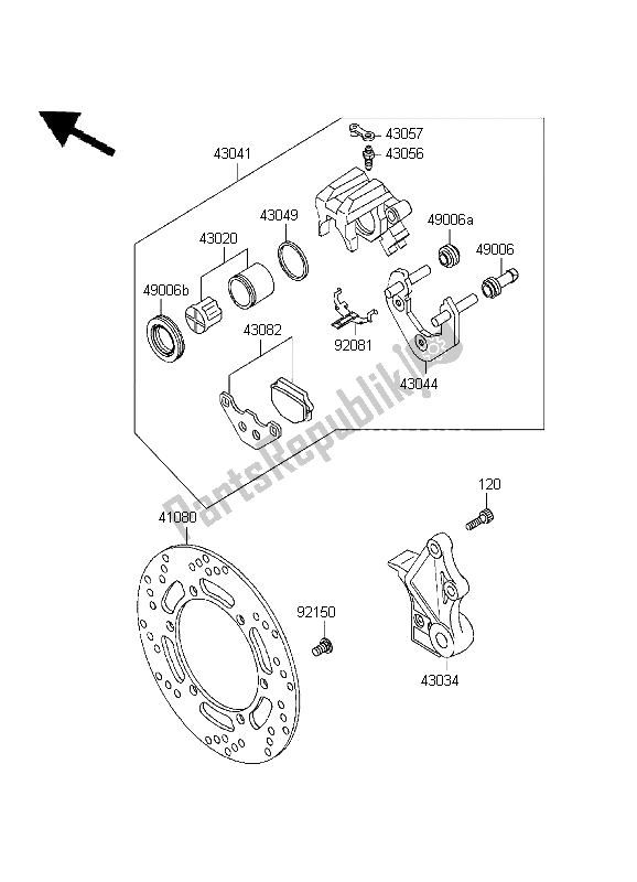 Tutte le parti per il Freno Posteriore del Kawasaki KLR 650 1999