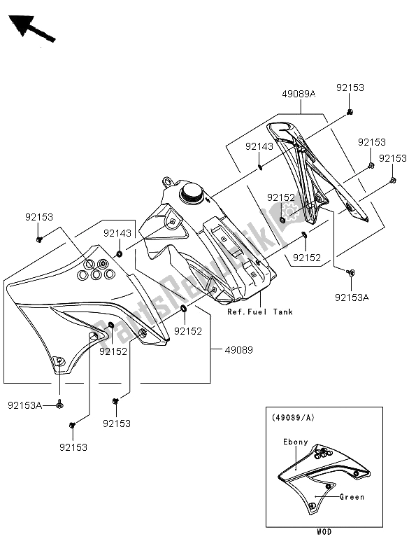 All parts for the Engine Shrouds of the Kawasaki KX 450F 2011