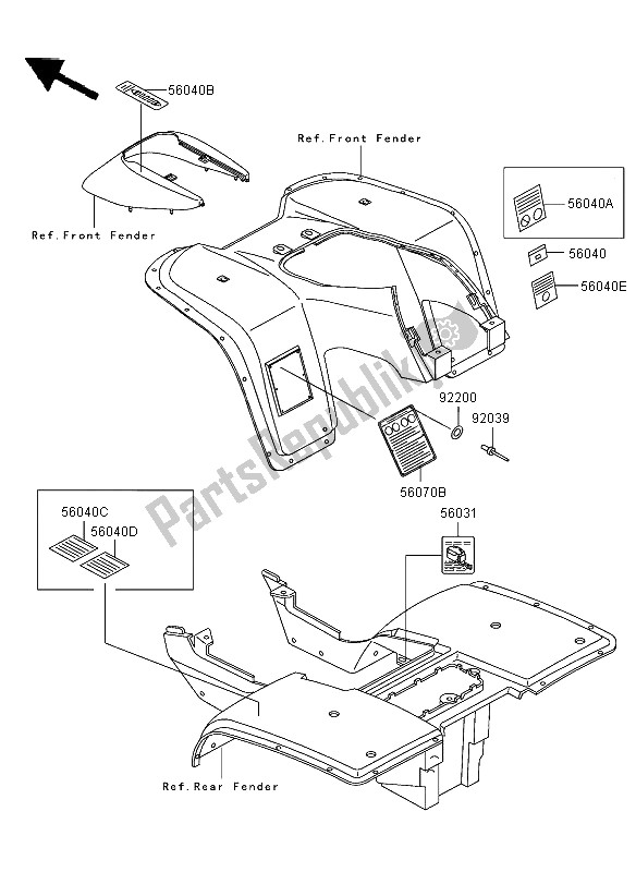 All parts for the Labels (as) of the Kawasaki KLF 300 2003