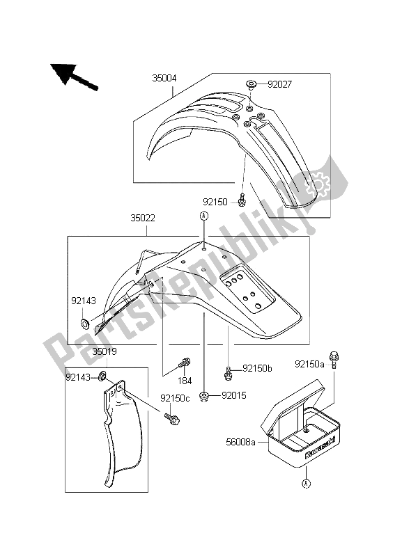 Tutte le parti per il Parabordi del Kawasaki KDX 200 1996