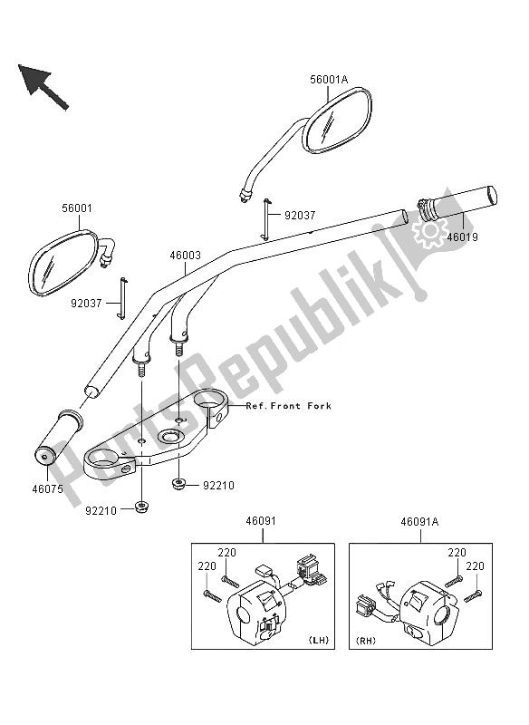 All parts for the Handlebar of the Kawasaki VN 1600 Mean Streak 2005