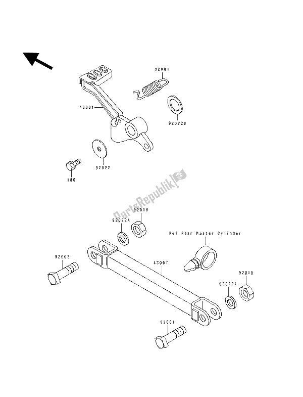 All parts for the Brake Pedal of the Kawasaki GPX 250R 1992