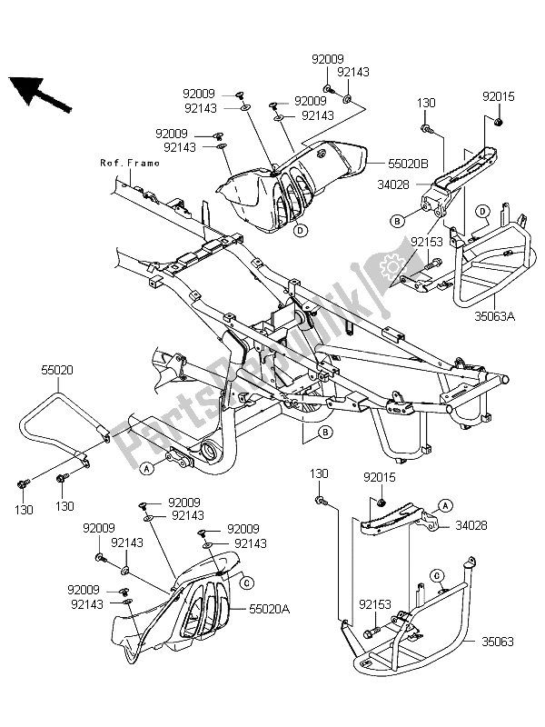 Tutte le parti per il Poggiapiedi del Kawasaki KFX 700 KSV 700B6F 2006