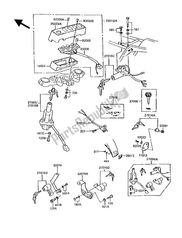 Tutte le parti per il Interruttore Di Accensione del Kawasaki Z 1300 1987