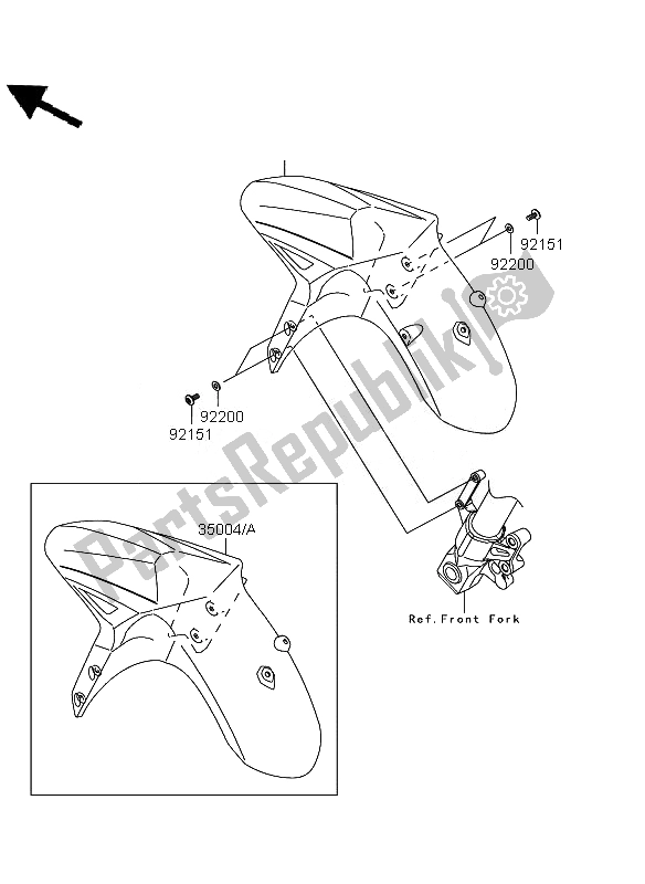 Tutte le parti per il Parafango Anteriore del Kawasaki Versys 650 2011