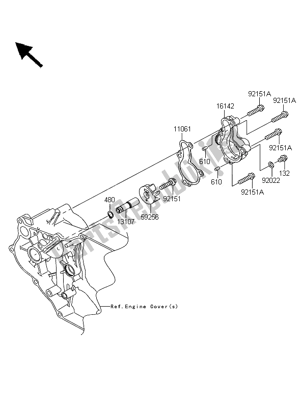 All parts for the Water Pump of the Kawasaki KFX 450R 2008