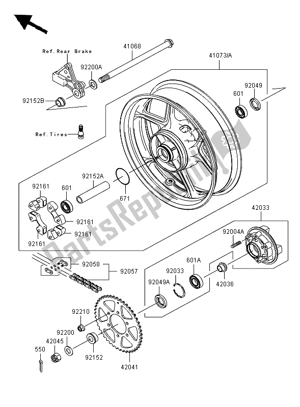 Wszystkie części do Piasta Tylna Kawasaki ER 6N ABS 650 2007