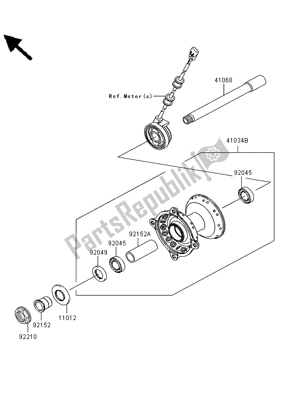 All parts for the Front Hub of the Kawasaki KLX 450R 2010