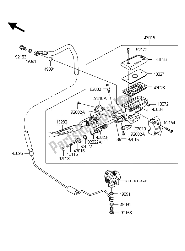 All parts for the Clutch Master Cylinder of the Kawasaki VN 1700 Classic Tourer ABS 2011