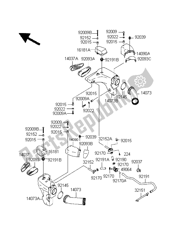 Tutte le parti per il Condotto Dell'aria del Kawasaki Ninja ZX 6R 600 1999