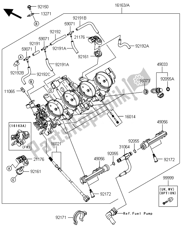 Tutte le parti per il Valvola A Farfalla del Kawasaki Ninja ZX 6R 600 2014