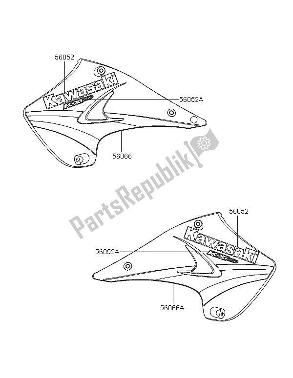 All parts for the Decals of the Kawasaki KX 250 2005